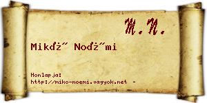 Mikó Noémi névjegykártya